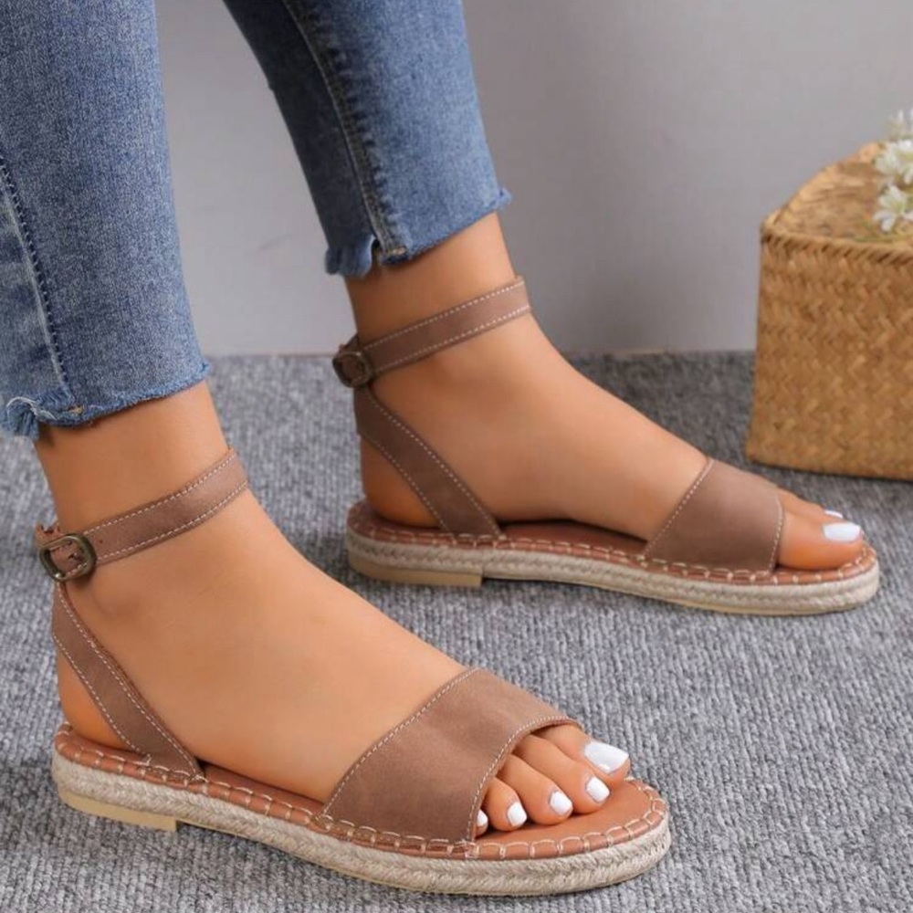 Boho Straw Brown Sandals